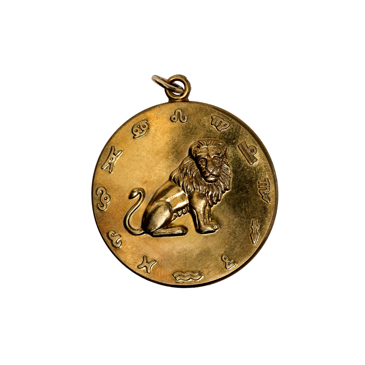 Leo Vintage Embossed Charm Brass