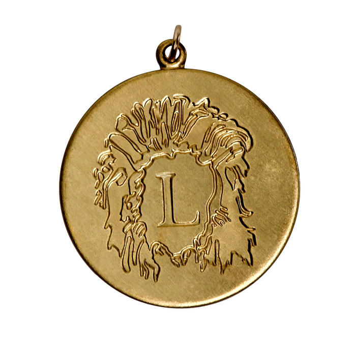Leo Vintage Engraved Charm Brass