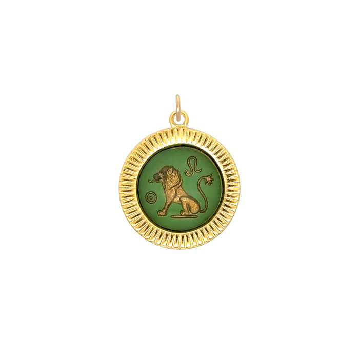 Leo Vintage Glass Charm Small Frame
