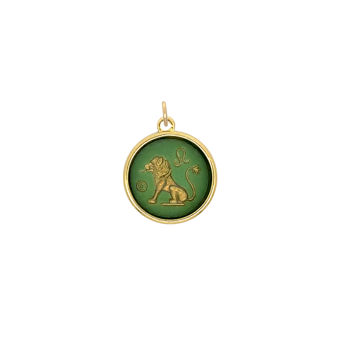 Leo Vintage Glass Charm Small