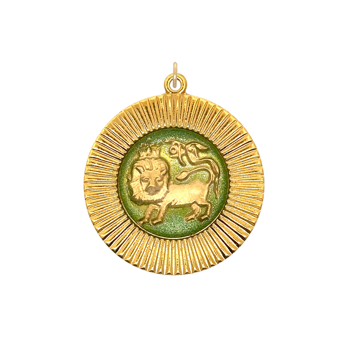 Leo Vintage Glass Charm Large