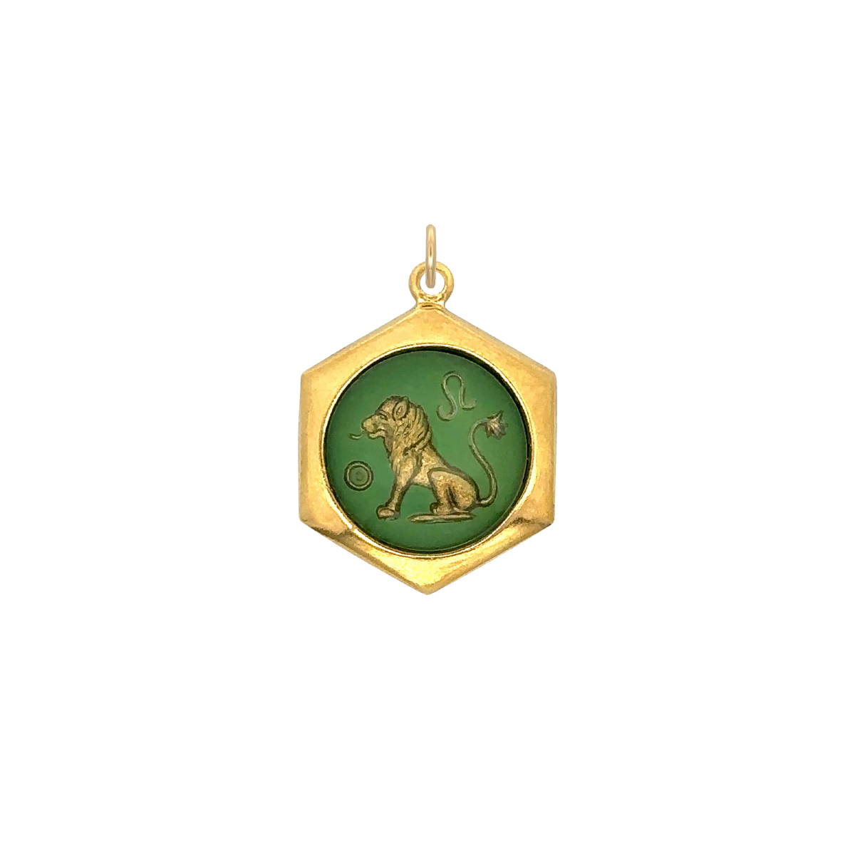 Leo Vintage Glass Charm Small Hexagonal