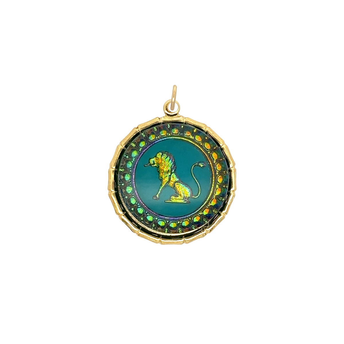 Leo Vintage Iridescent Charm Brass