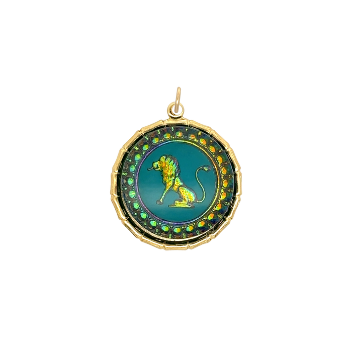 Leo Vintage Iridescent Charm Brass