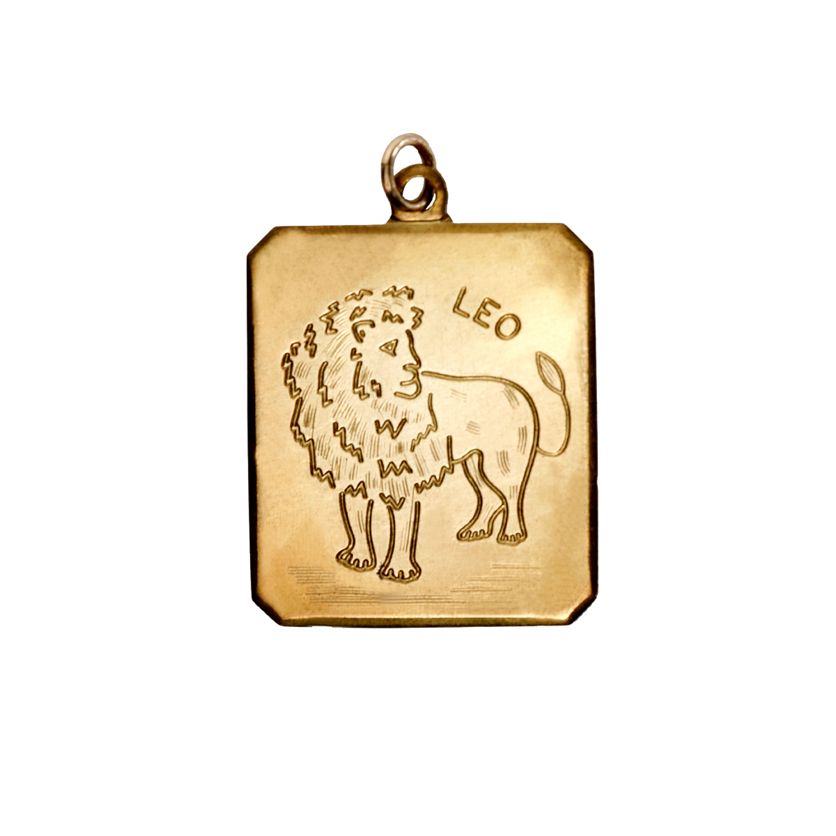 Leo Vintage Rectangle Charm Brass
