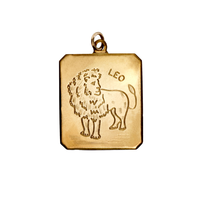 Leo Vintage Rectangle Charm Brass