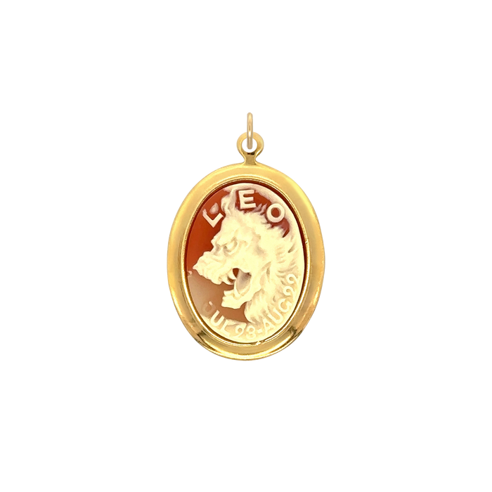 Leo Vintage Cameo Charm Brass