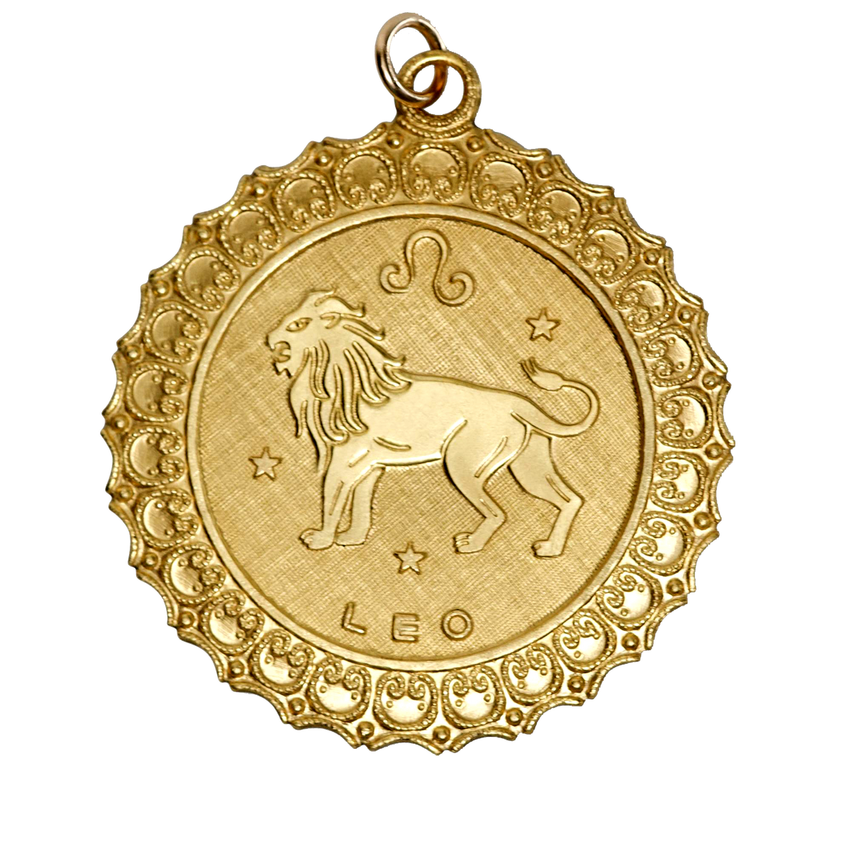 Leo Vintage Scalloped Charm Brass