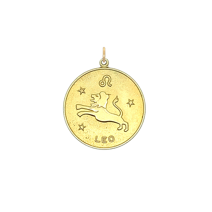 Leo Vintage Star Zodiac Charm Brass