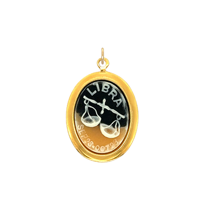 Libra Vintage Cameo Charm Black Brass