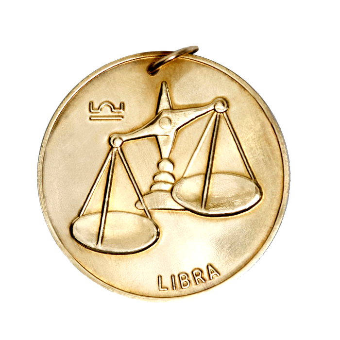 Libra Vintage Coin Charm Brass