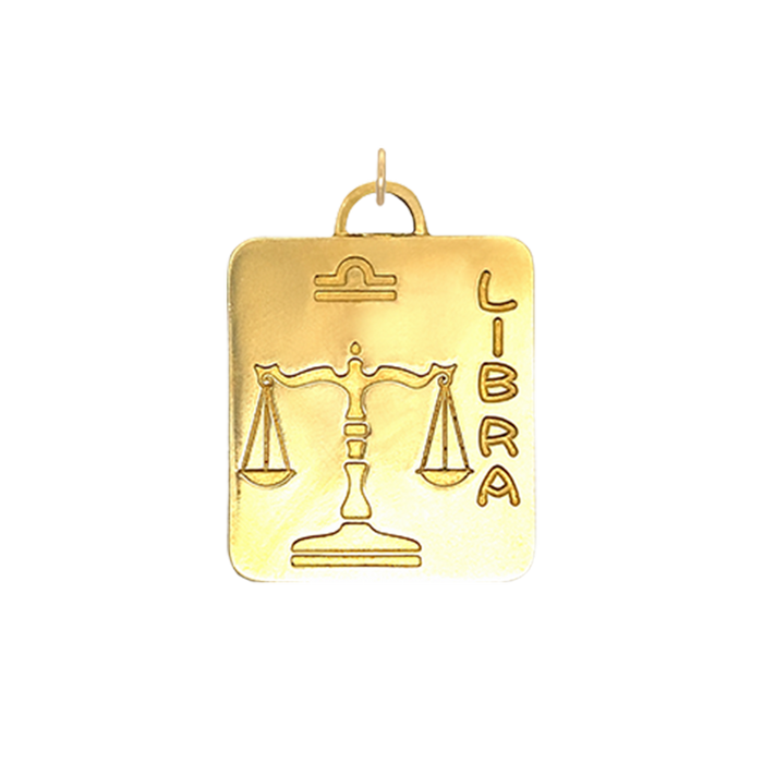 Libra Vintage Dog Tag Charm Brass