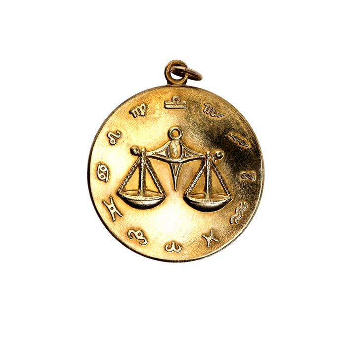 Libra Vintage Embossed Charm Brass