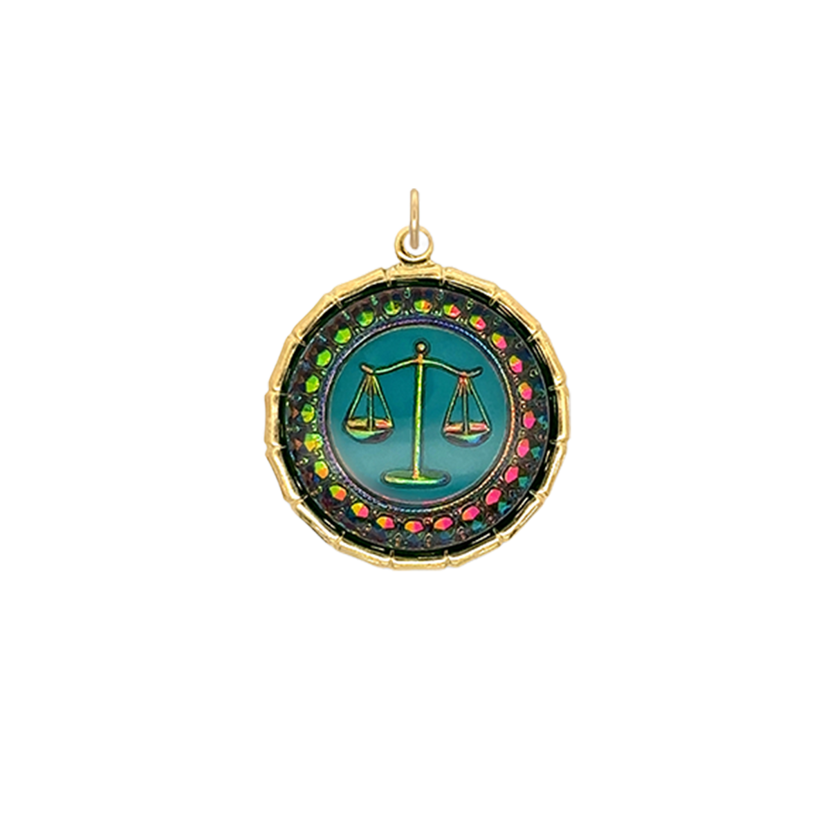 Libra Vintage Iridescent Charm Brass
