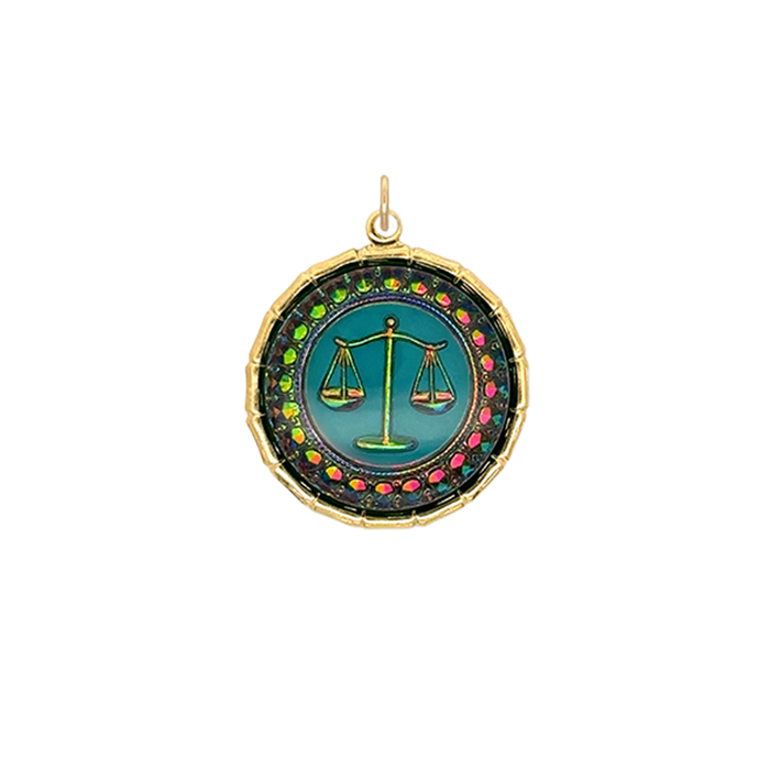Libra Vintage Iridescent Charm Brass