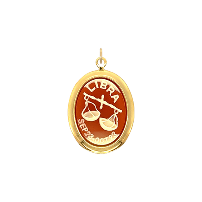 Libra Vintage Cameo Charm Brass