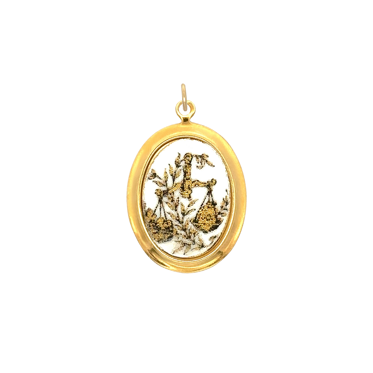 Libra Vintage White Decal Charm Brass