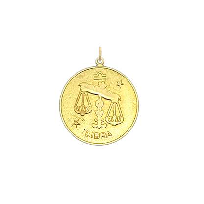 Libra Vintage Star Zodiac Charm Brass