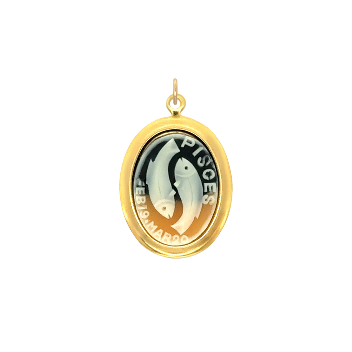 Pisces Vintage Cameo Charm Black Brass