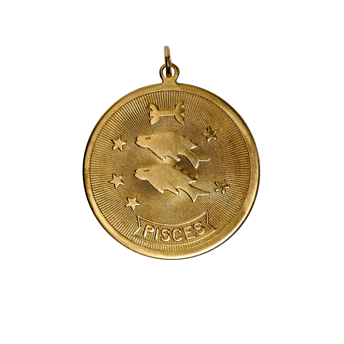 Pisces Vintage Circle Charm Brass