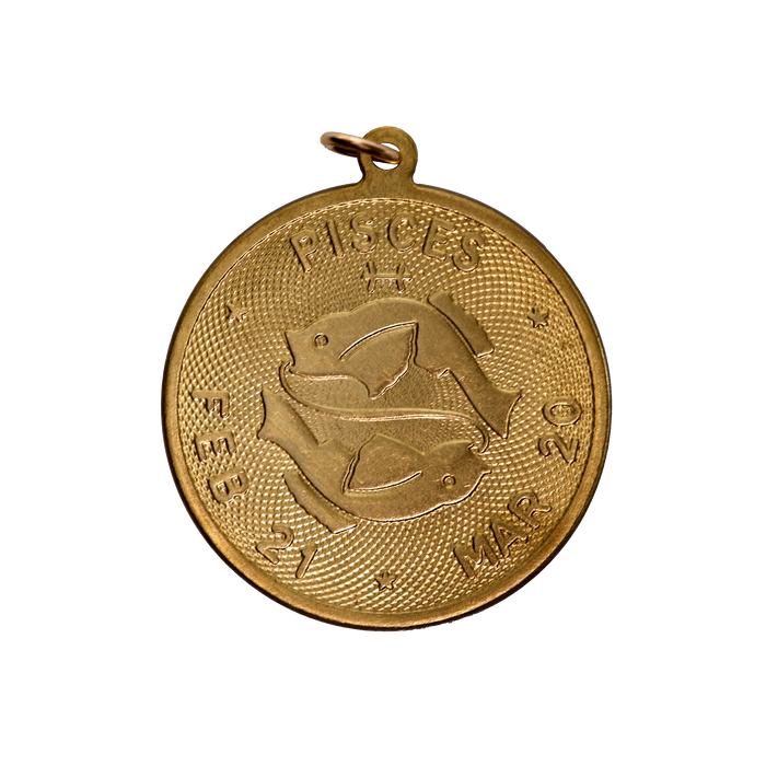 Pisces Vintage Dates Charm Brass