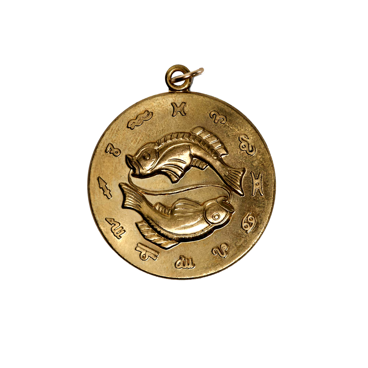 Pisces Vintage Embossed Charm Brass