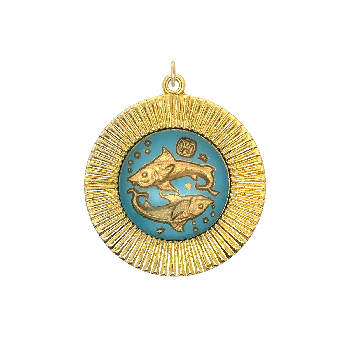 Pisces Vintage Glass Charm Large