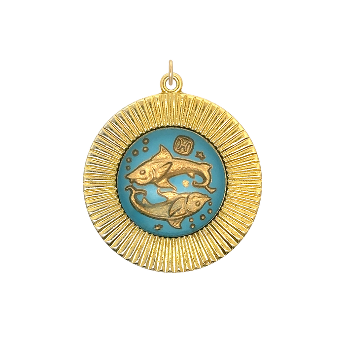 Pisces Vintage Glass Charm Large