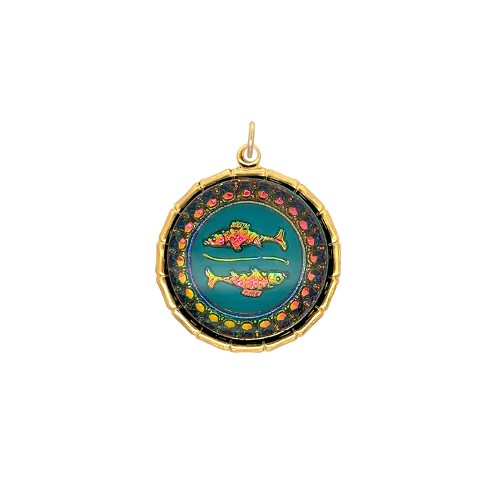 Pisces Vintage Iridescent Charm Brass