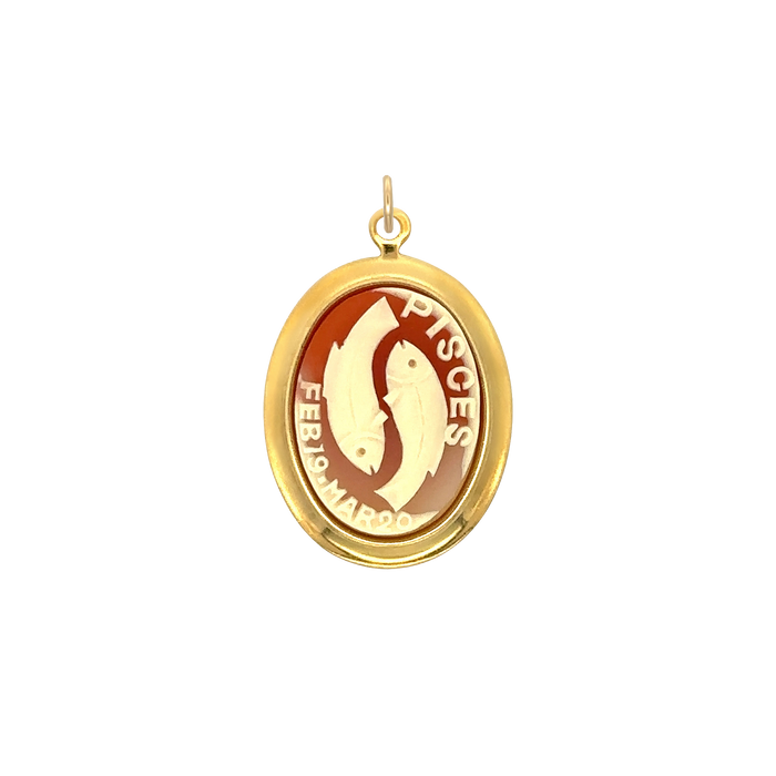 Pisces Vintage Cameo Charm Brass