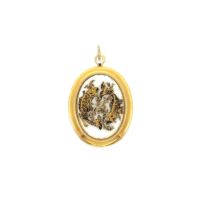 Pisces Vintage White Decal Charm Brass