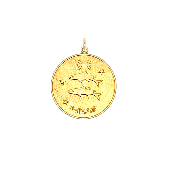 Pisces Vintage Star Zodiac Charm Brass