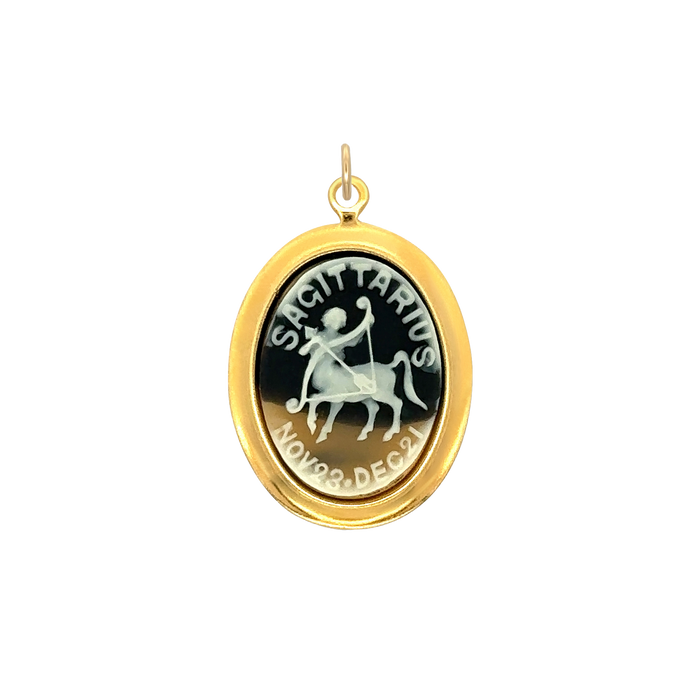 Sagittarius Vintage Cameo Charm Black Brass