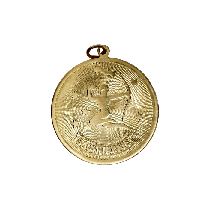 Sagittarius Vintage Circle Charm Brass