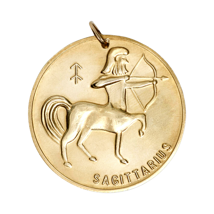 Sagittarius Vintage Coin Charm Brass