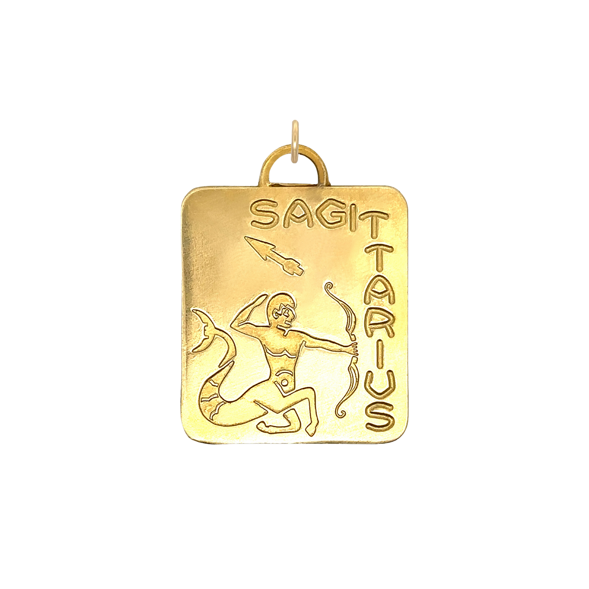 Sagittarius Vintage Dog Tag Charm Brass