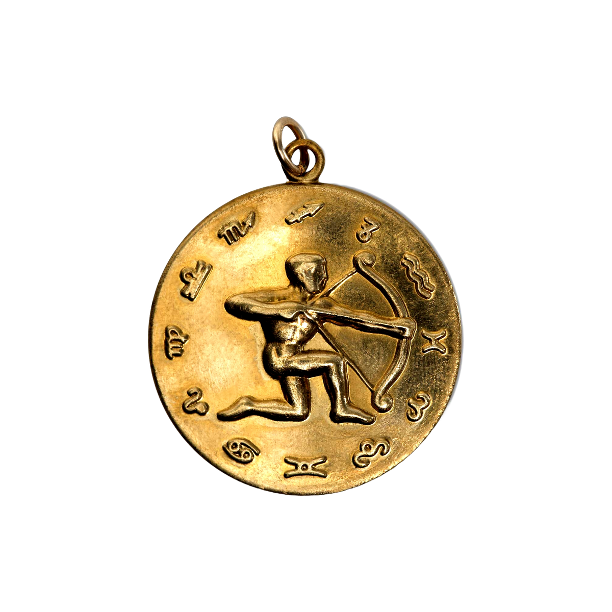 Sagittarius Vintage Embossed Charm Brass