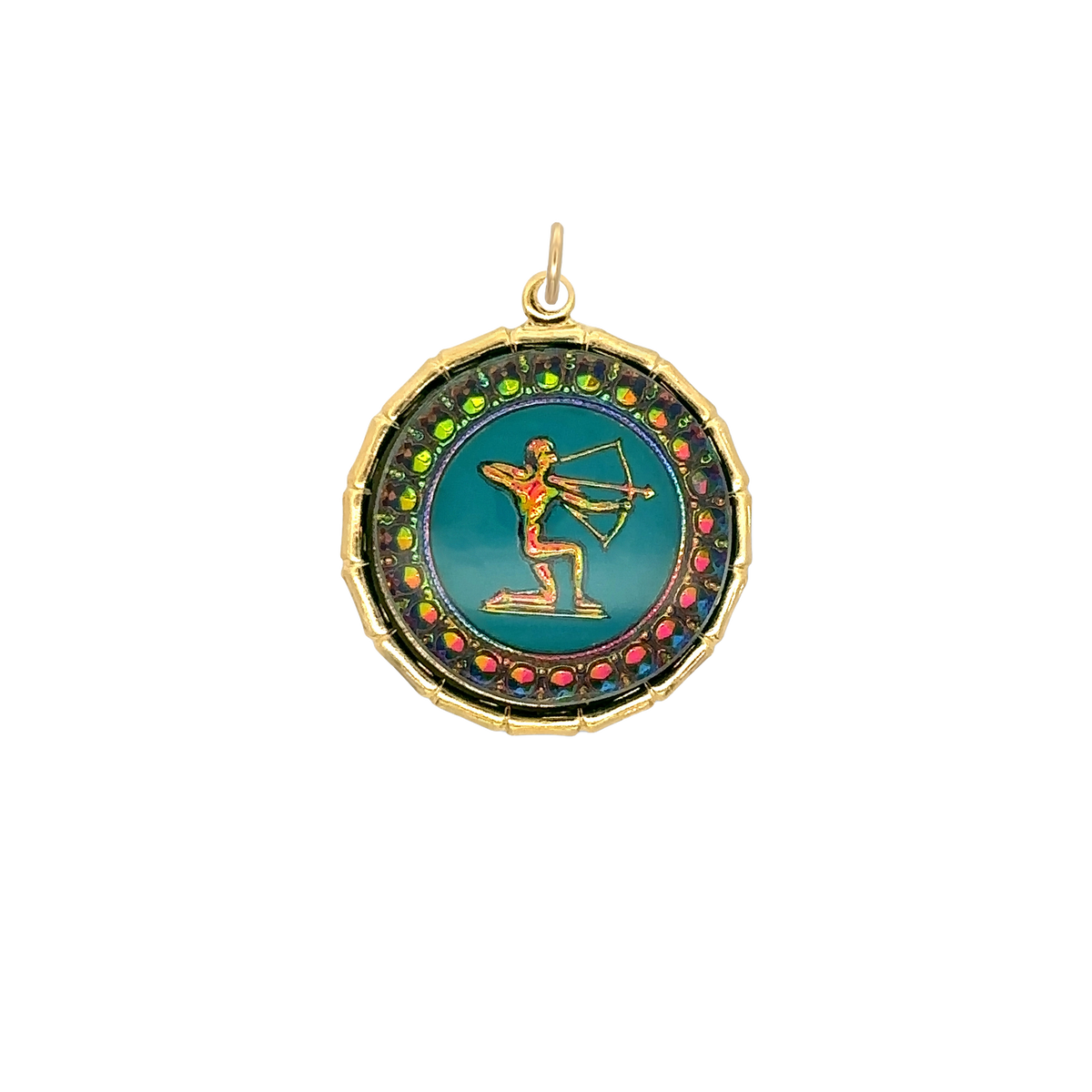 Sagittarius Vintage Iridescent Charm Brass