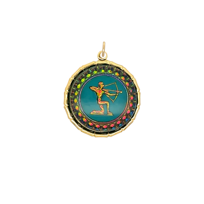 Sagittarius Vintage Iridescent Charm Brass
