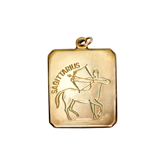 Sagittarius Vintage Rectangle Charm Brass