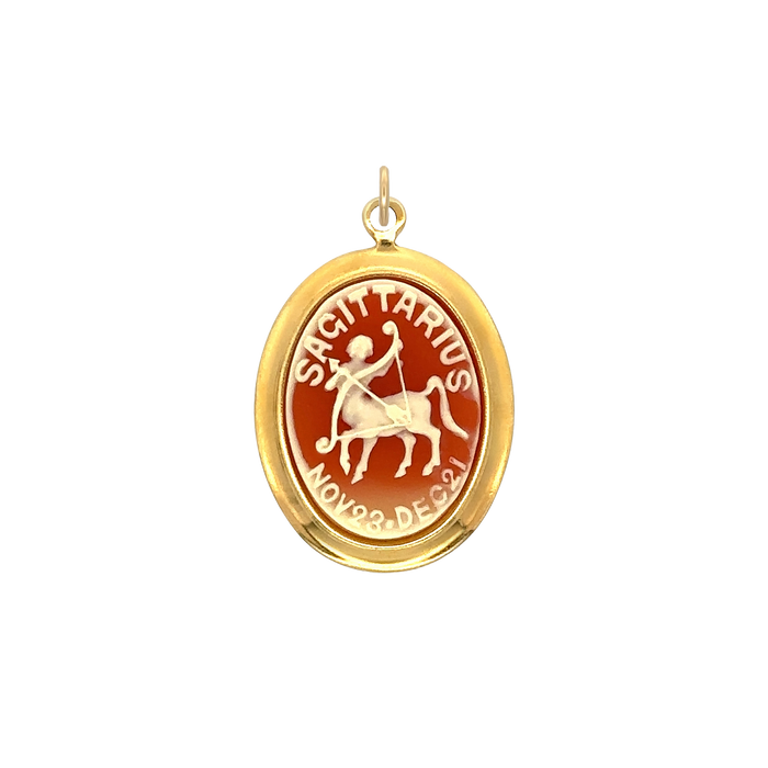Sagittarius Vintage Cameo Charm Brass