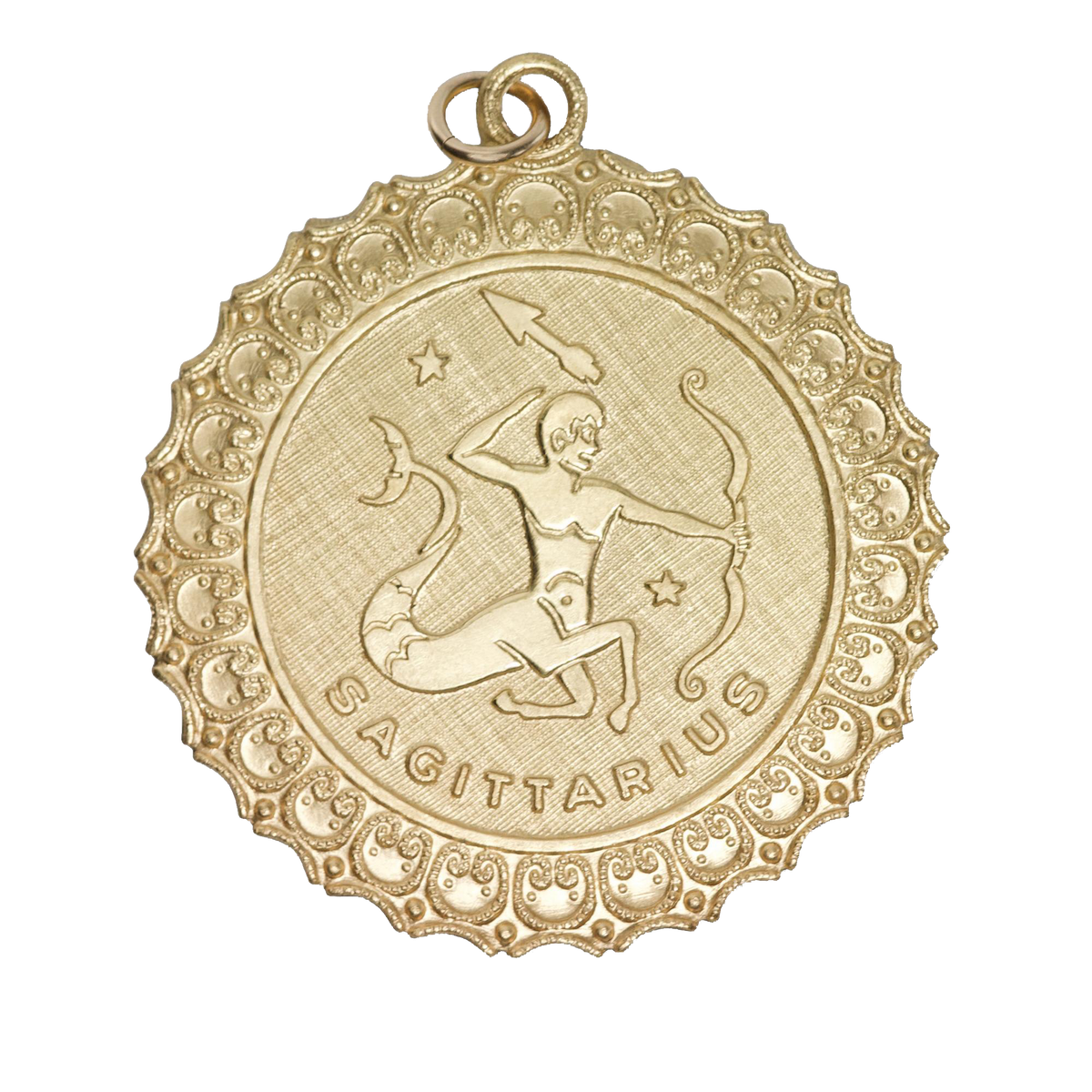 Sagittarius Vintage Scalloped Charm Brass