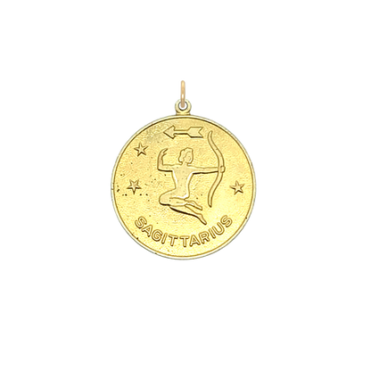 Sagittarius Vintage Star Zodiac Charm Brass