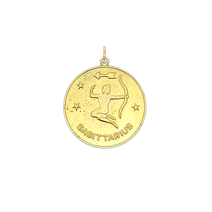Sagittarius Vintage Star Zodiac Charm Brass