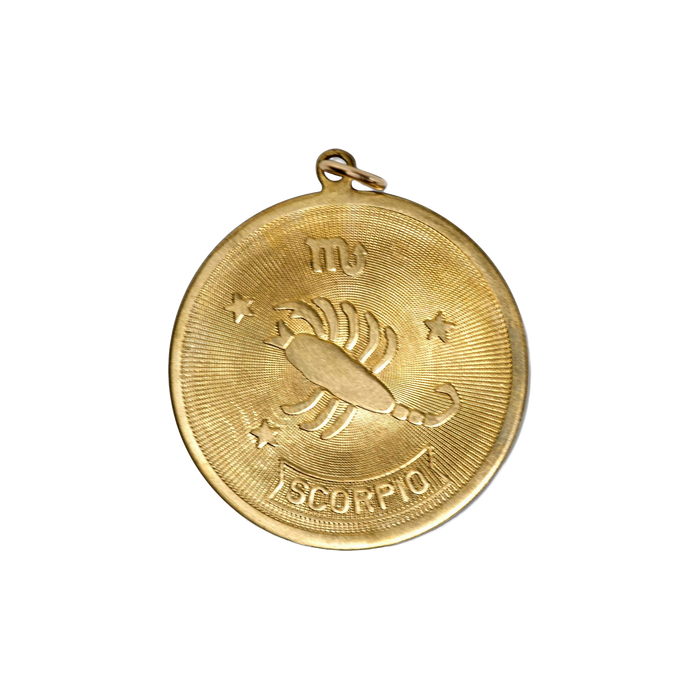 Scorpio Vintage Circle Charm Brass