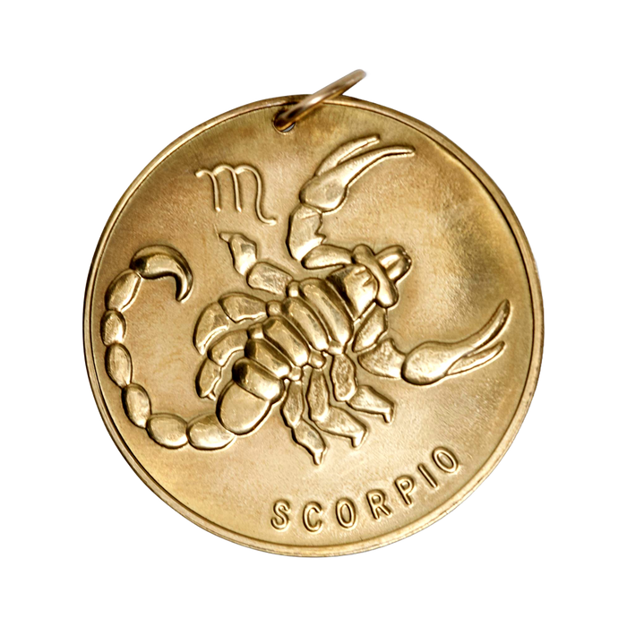 Scorpio Vintage Coin Charm Brass