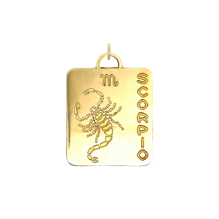 Scorpio Vintage Dog Tag Charm Brass