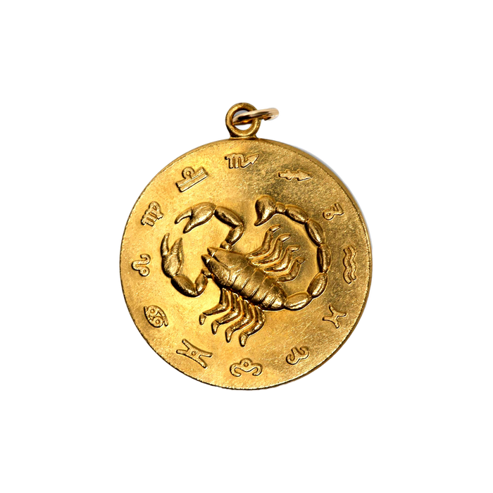 Scorpio Vintage Embossed Charm Brass