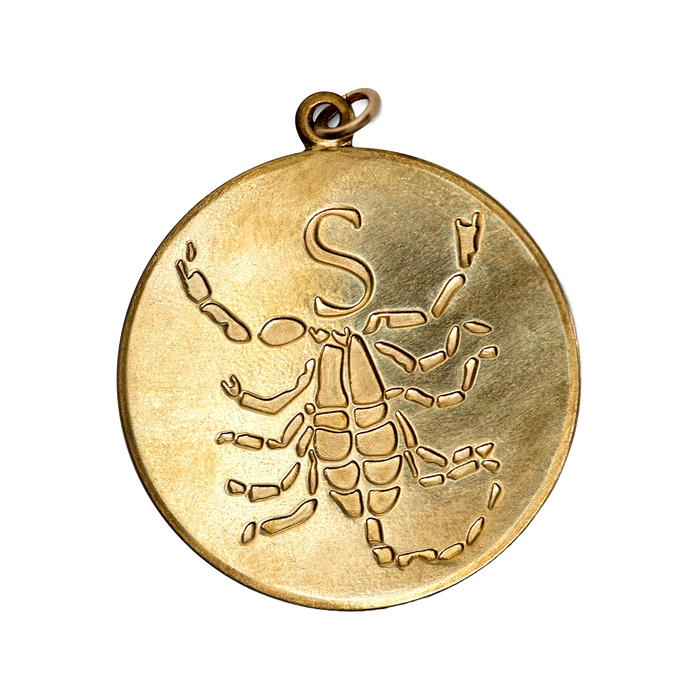 Scorpio Vintage Engraved Charm Brass
