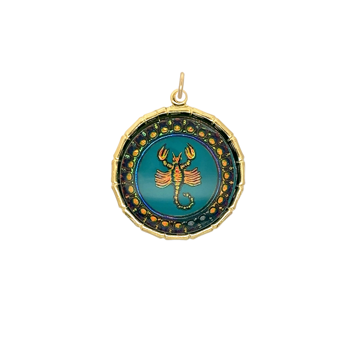 Scorpio Vintage Iridescent Charm Brass